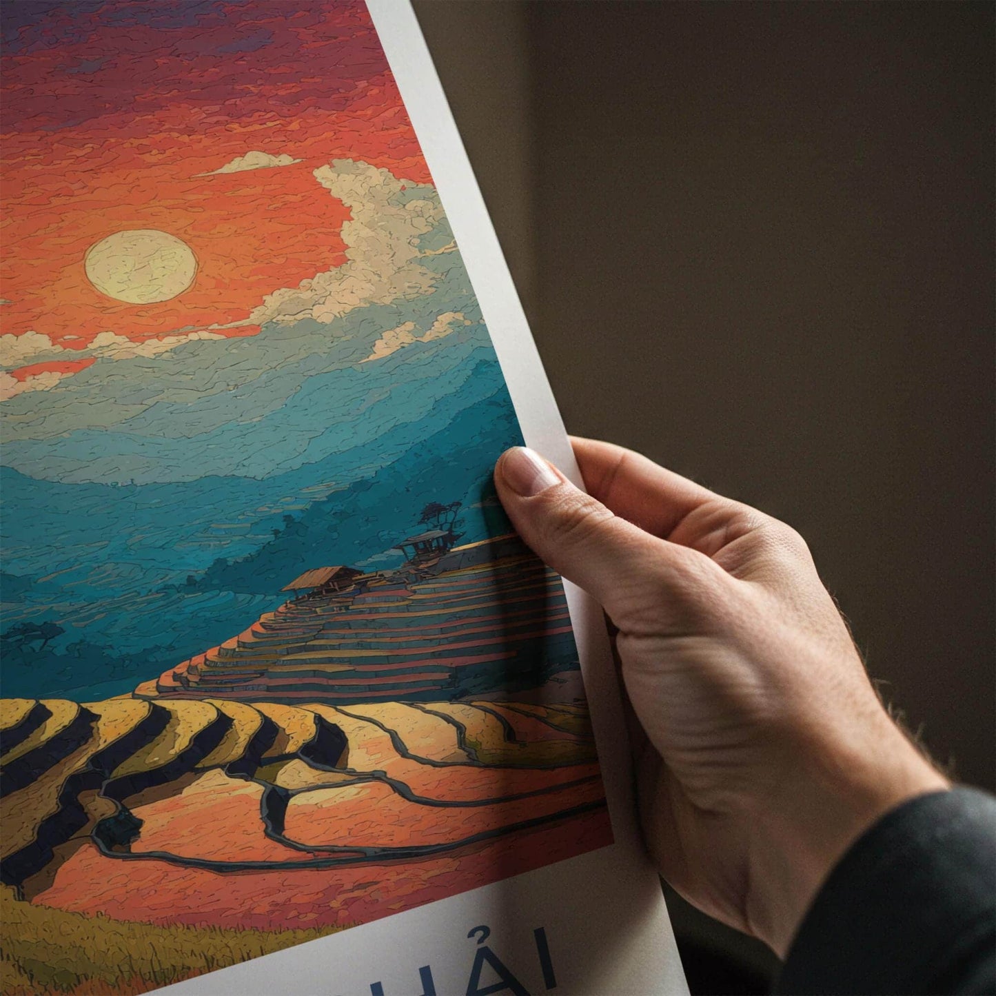 Mu Cang Chai Poster - Vietnam Travel Art - Golden Rice Terraces Home Decor