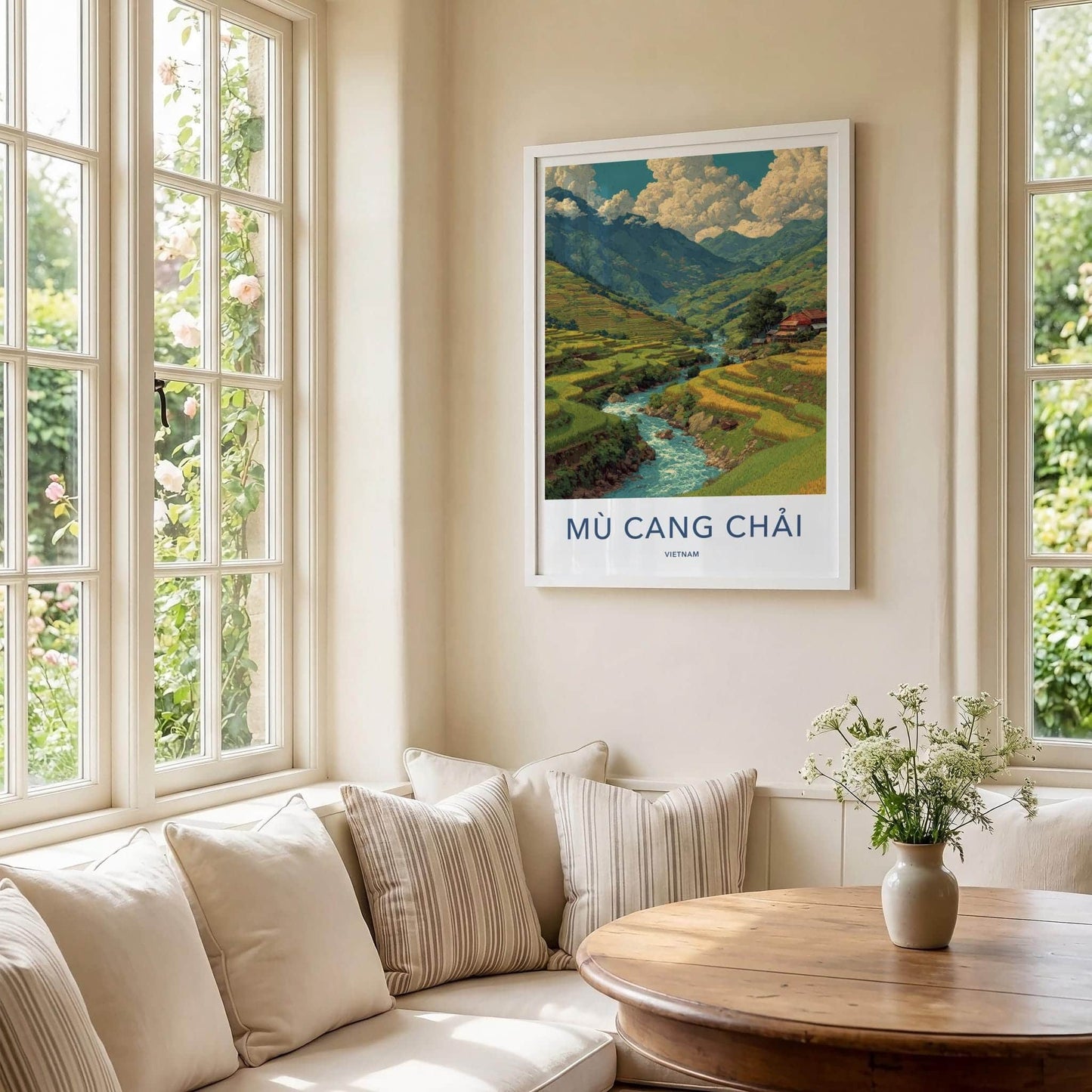 Mu Cang Chai Poster - Vietnam Travel Art - Terraced Rice Fields Home Decor