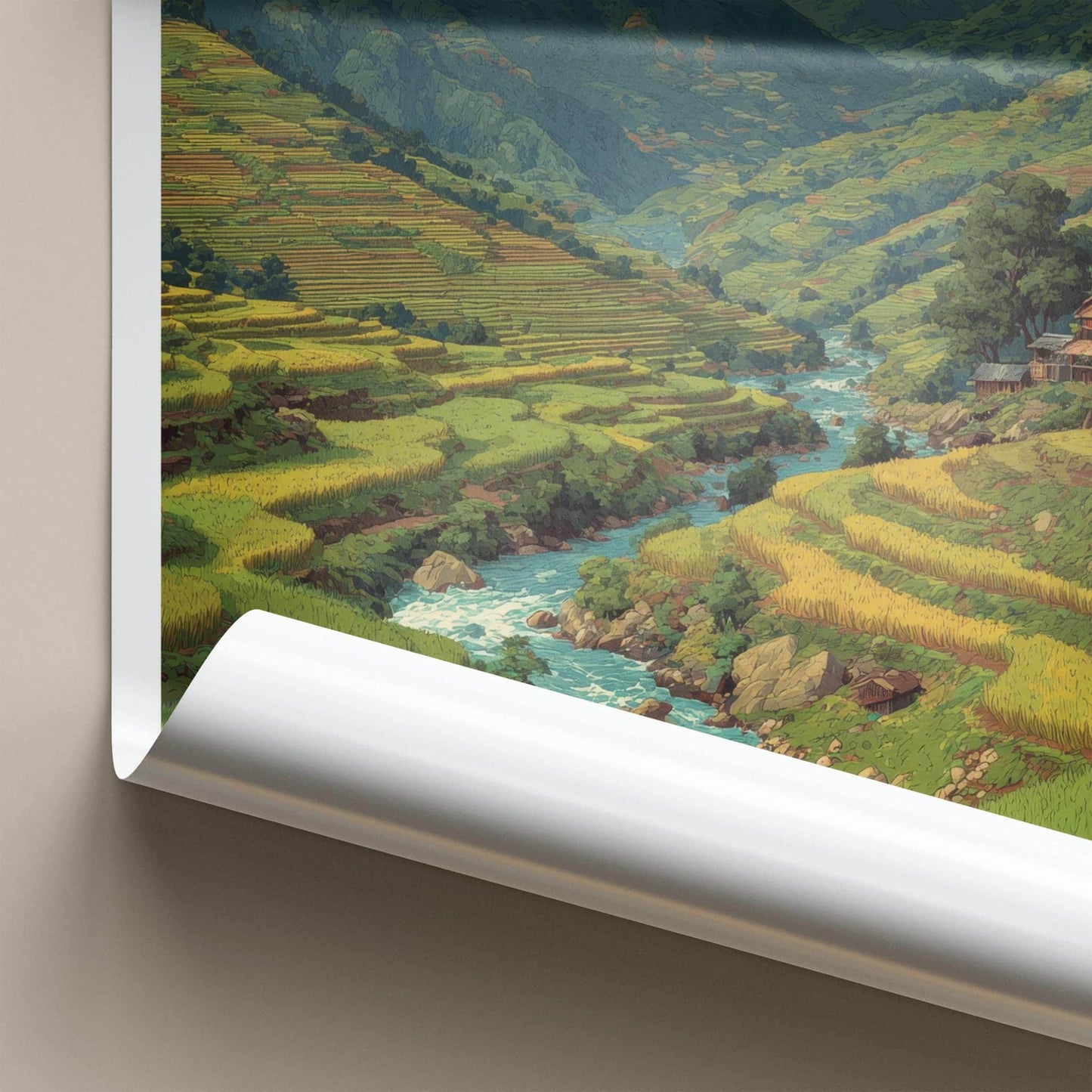 Mu Cang Chai Poster - Vietnam Travel Art - Terraced Rice Fields Home Decor