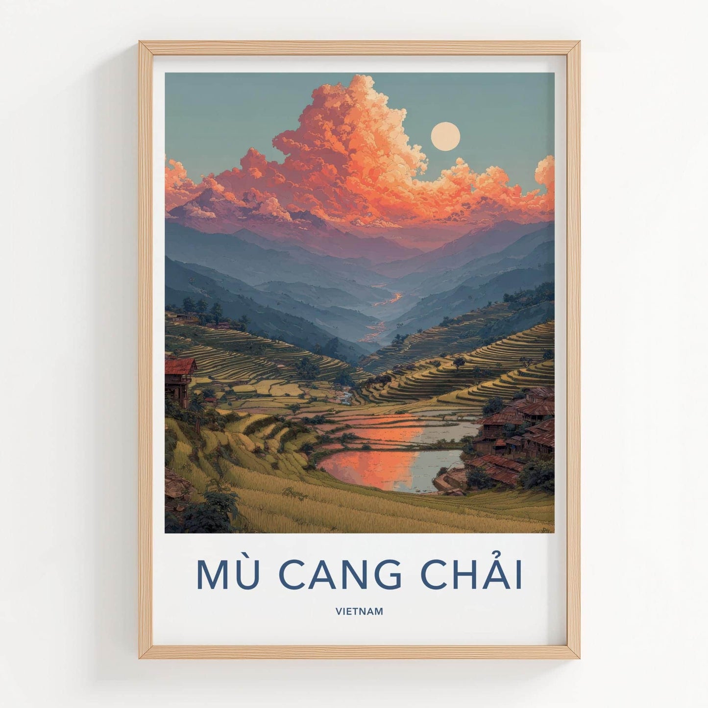 Mu Cang Chai Poster - Vietnam Travel Art - Vibrant Sky Ricefields Home Decor