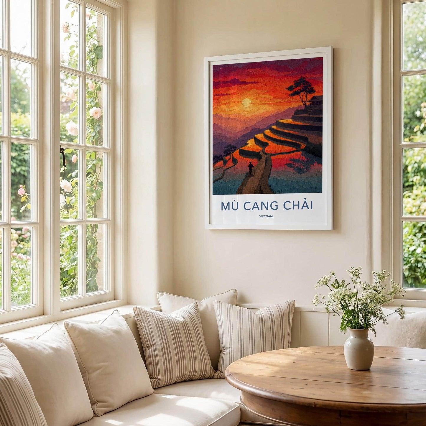 Mu Cang Chai Poster - Vietnam Travel Art - Vibrant Sunset Terraces Home Decor