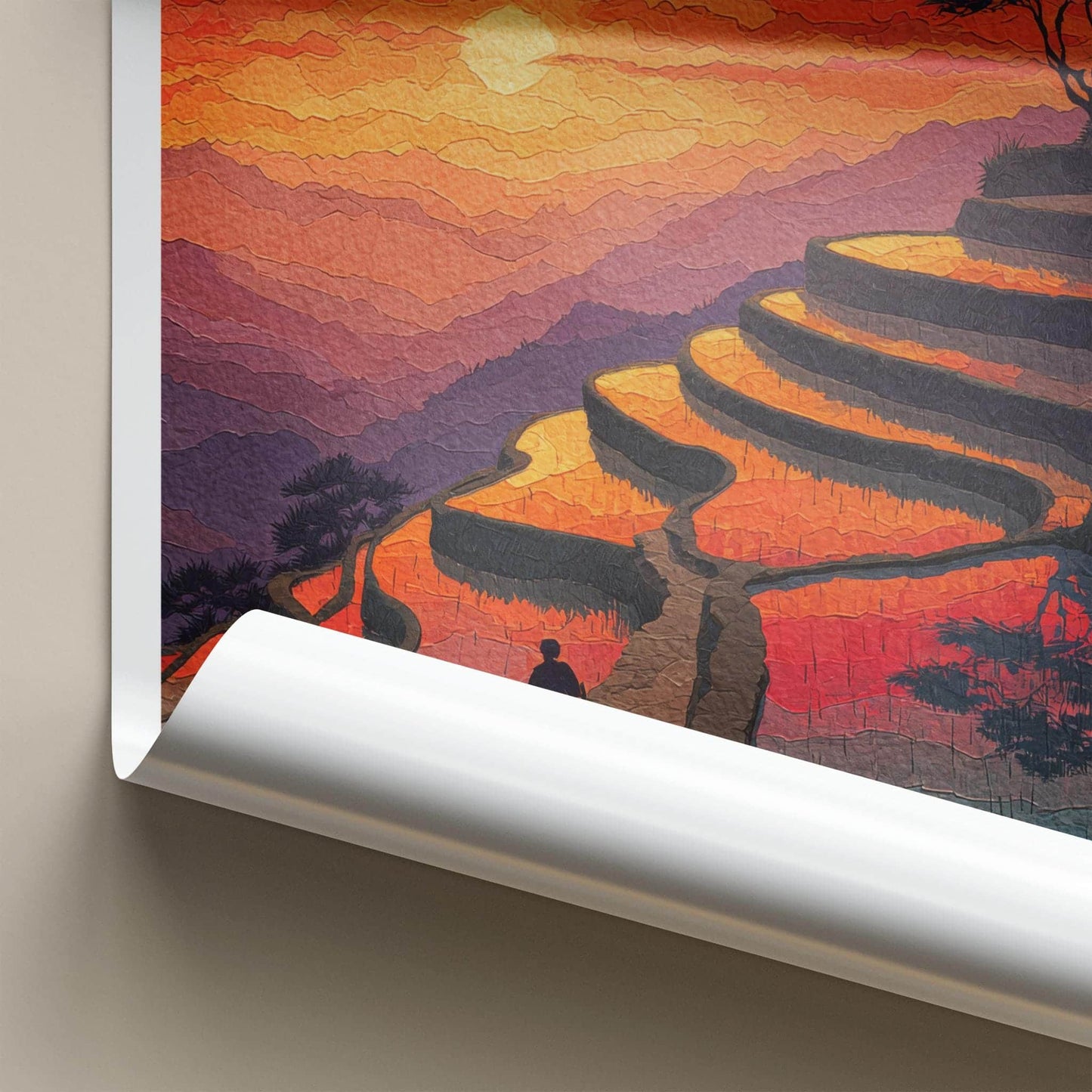 Mu Cang Chai Poster - Vietnam Travel Art - Vibrant Sunset Terraces Home Decor