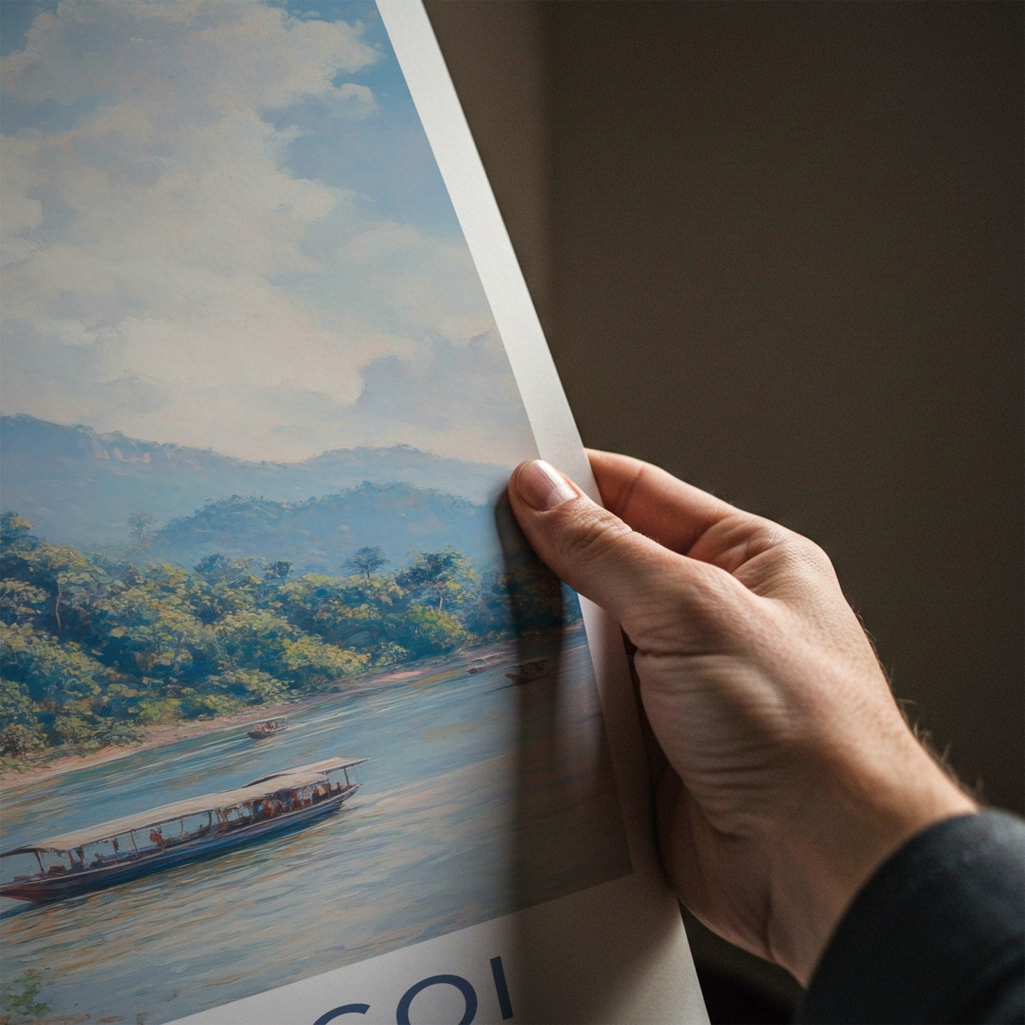 Muang Ngoi Poster - Laos Travel Art - Lush Mountain View Home Decor