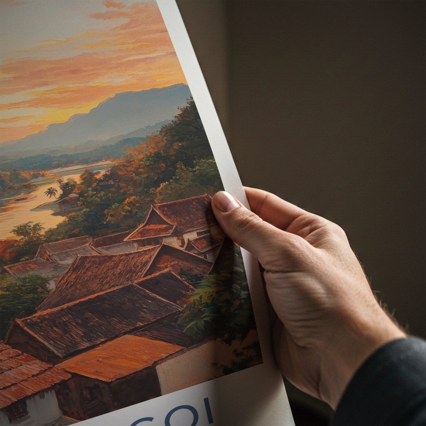 Muang Ngoi Poster - Laos Travel Art - Village River Sunset Home Decor