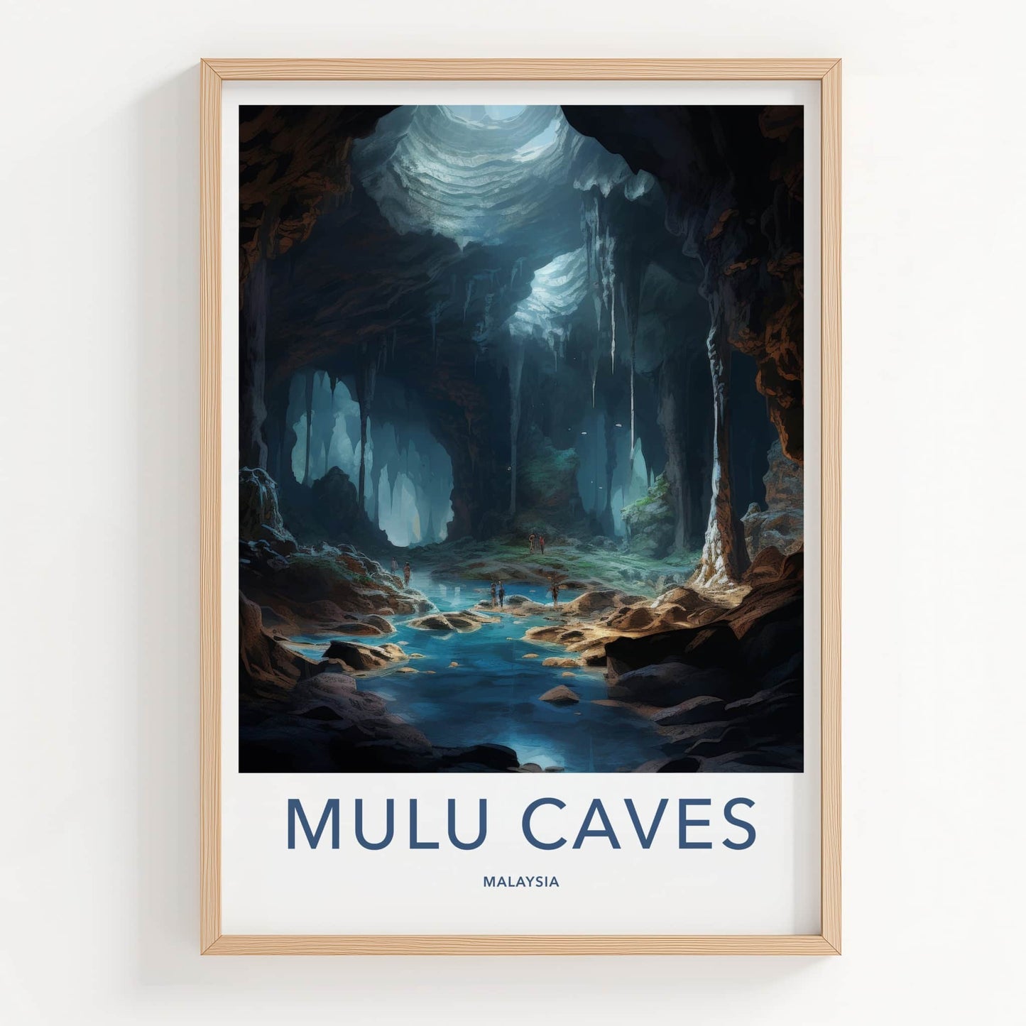 Mulu Caves Poster - Malaysia Wall Art - Underground River Cave Home Decor