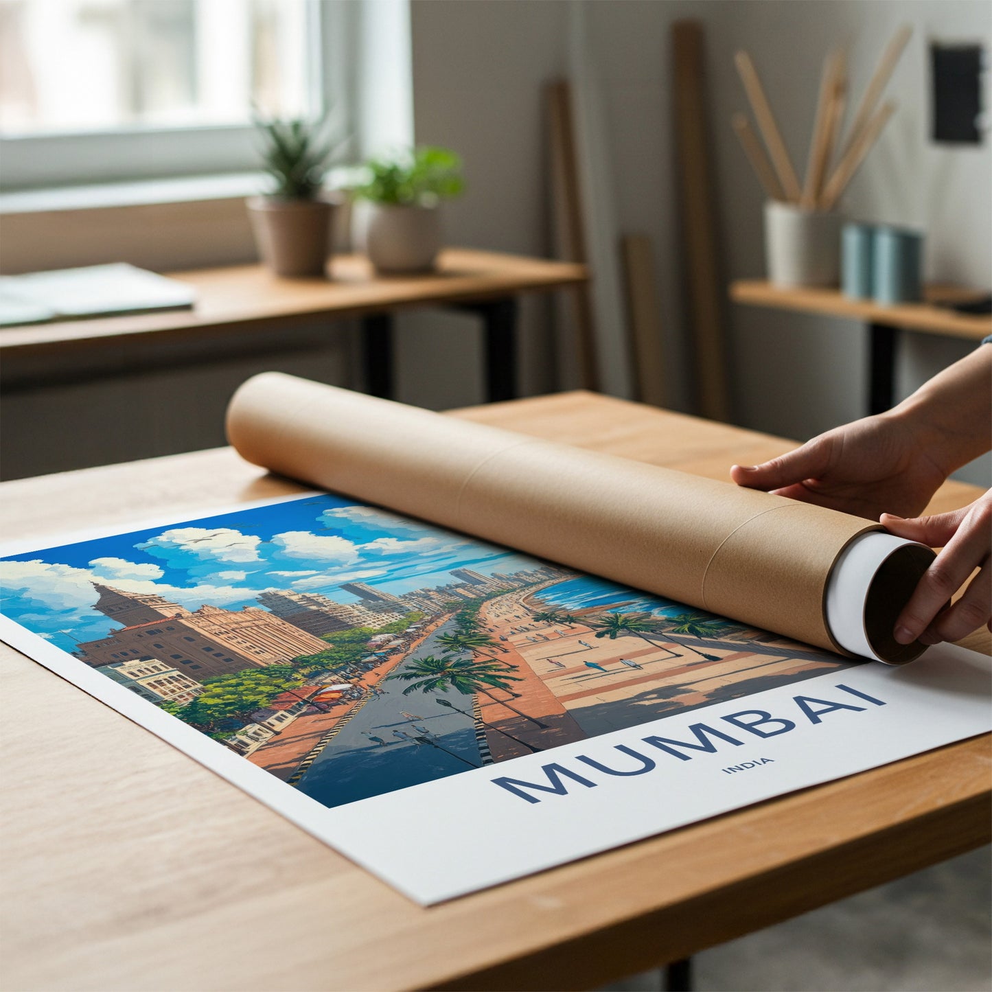 Mumbai Poster - India Fine Art - Maharashtra Historic City Waterfront Gift