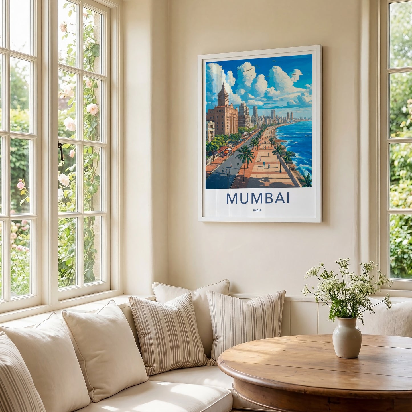 Mumbai Poster - India Fine Art - Maharashtra Historic City Waterfront Gift