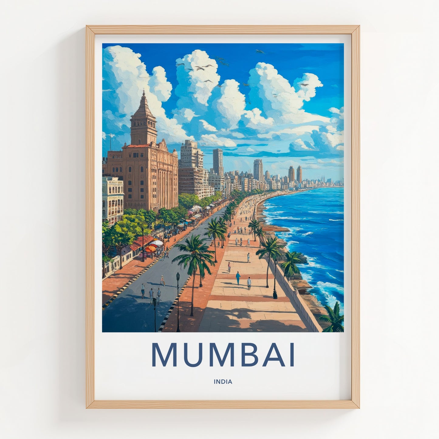 Mumbai Poster - India Fine Art - Maharashtra Historic City Waterfront Gift