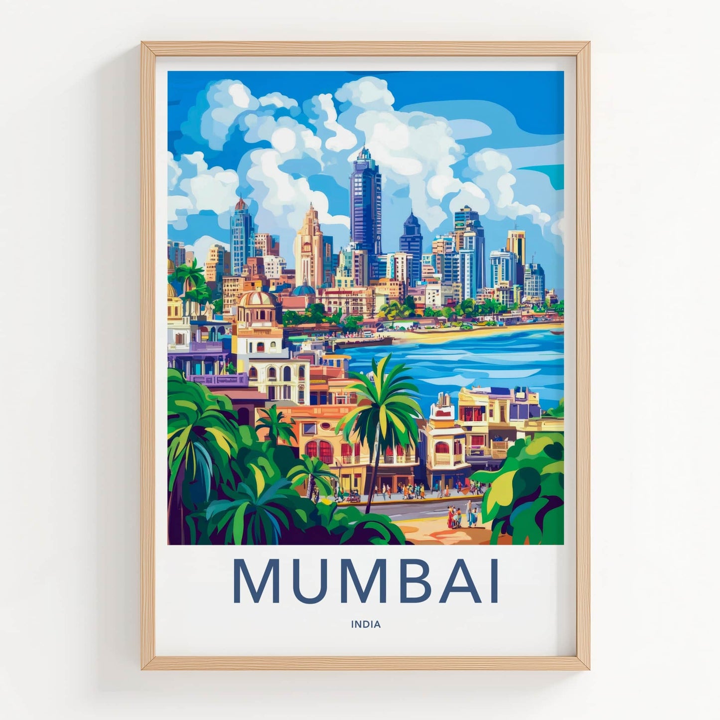 Mumbai Poster - India Travel Art - Maharashtra Coastal City Scene Wall Decor