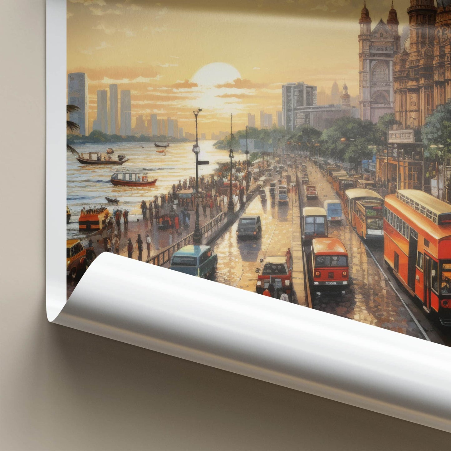 Mumbai Poster - India Travel Art - Maharashtra Coastal Evening Home Decor