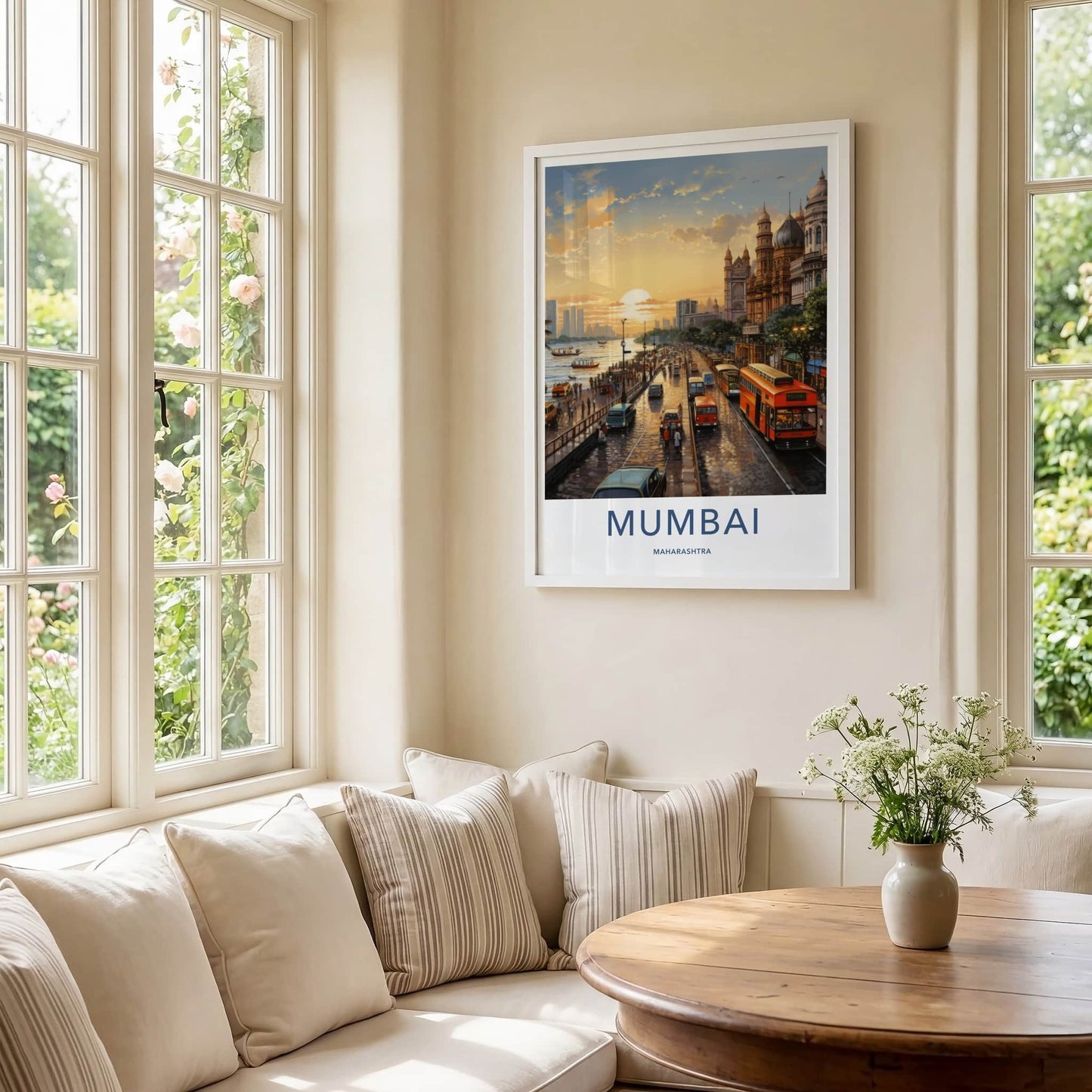 Mumbai Poster - India Travel Art - Maharashtra Coastal Evening Home Decor