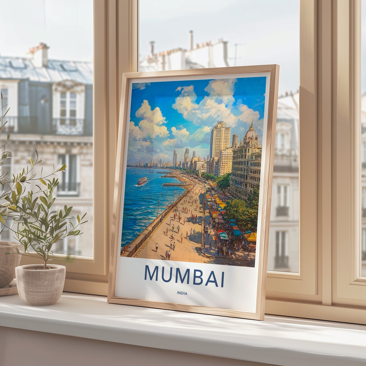Mumbai Poster - India Travel Art - Maharashtra Coastal Promenade Home Decor