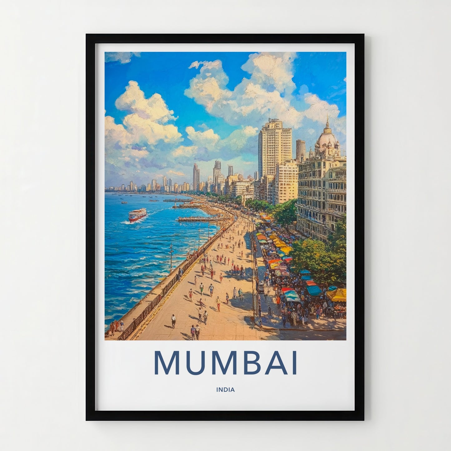 Mumbai Poster - India Travel Art - Maharashtra Coastal Promenade Home Decor