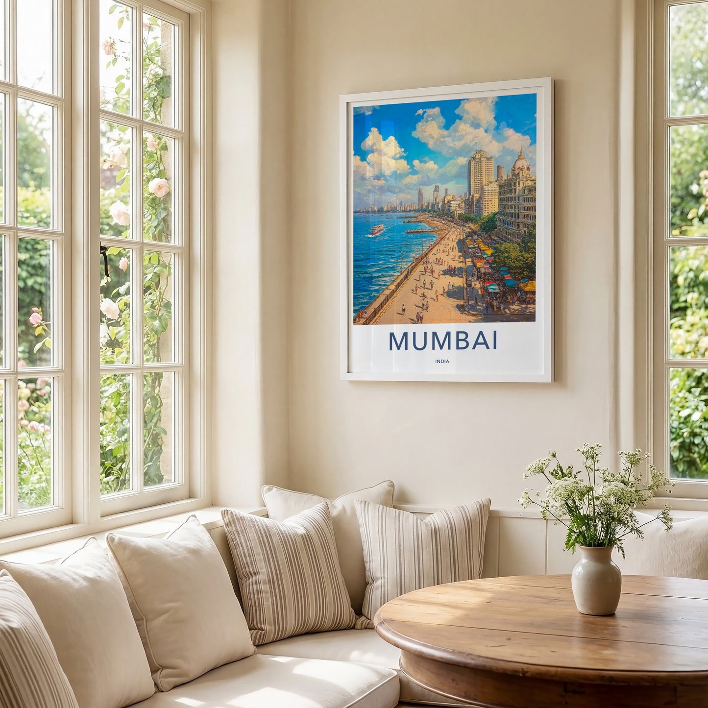 Mumbai Poster - India Travel Art - Maharashtra Coastal Promenade Home Decor