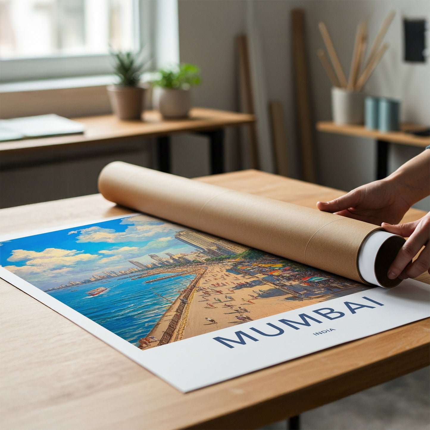 Mumbai Poster - India Travel Art - Maharashtra Coastal Promenade Home Decor