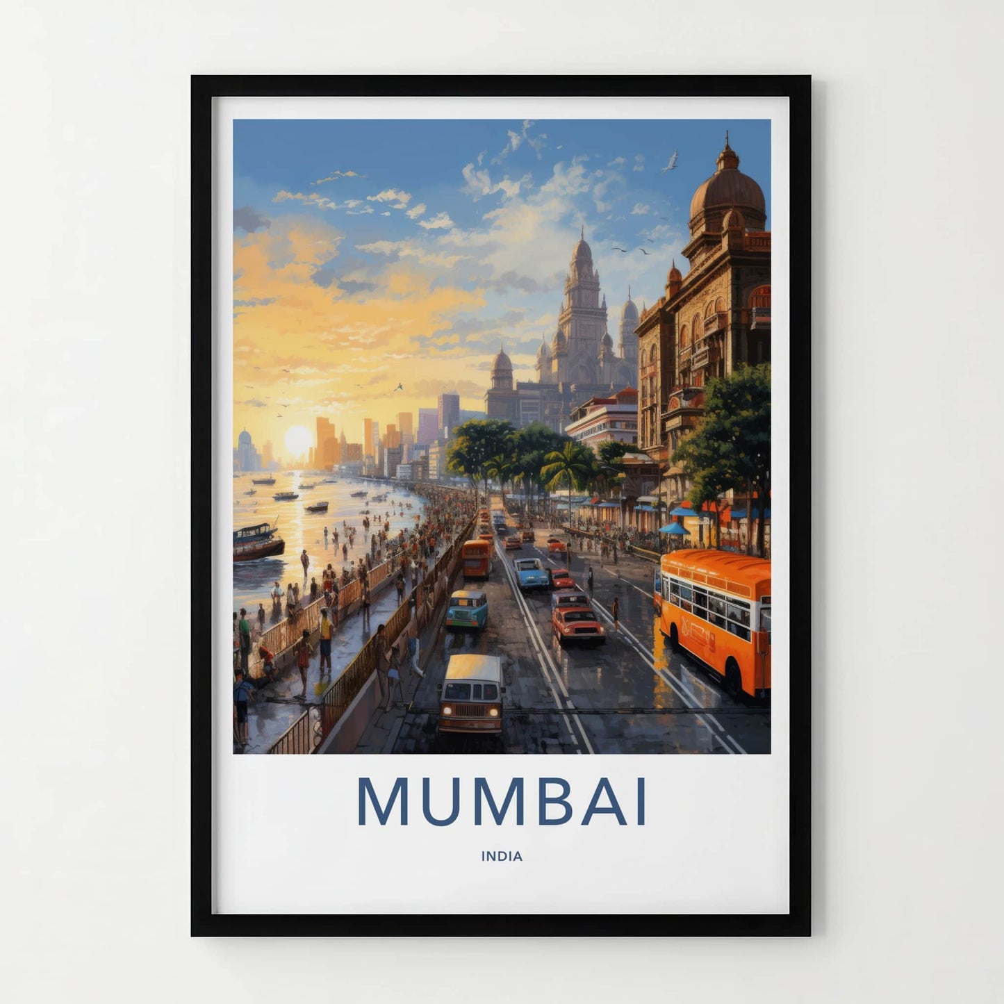 Mumbai Poster - India Wall Art - Maharashtra Coastal Sunset Home Decor