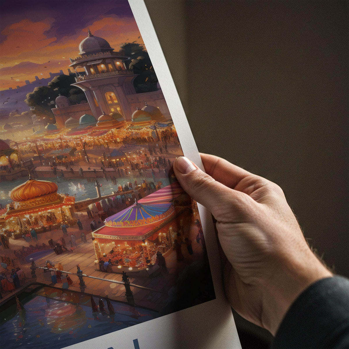 Mumbai Poster - Vibrant Market Scene & Historic Architecture Art Print