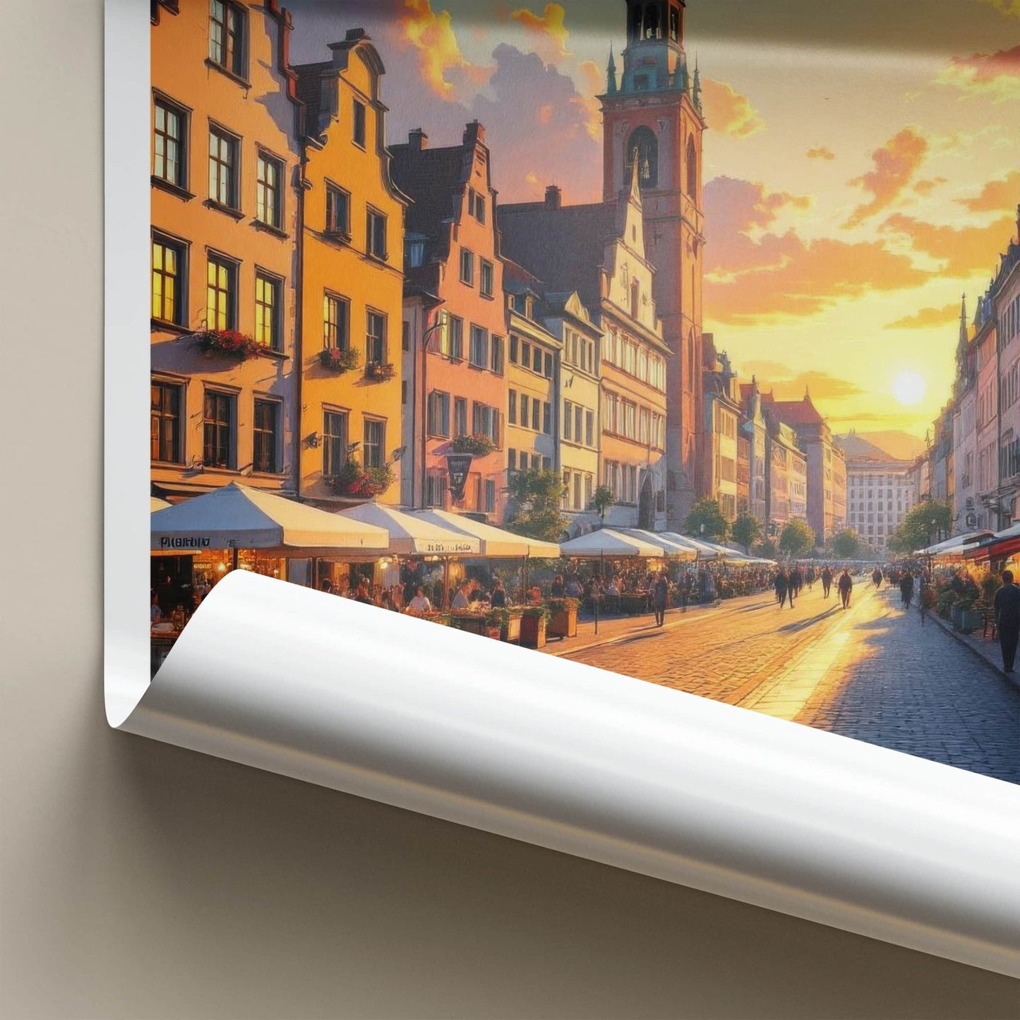 Munchen Poster - Germany Travel Art - Golden Hour City Home Decor