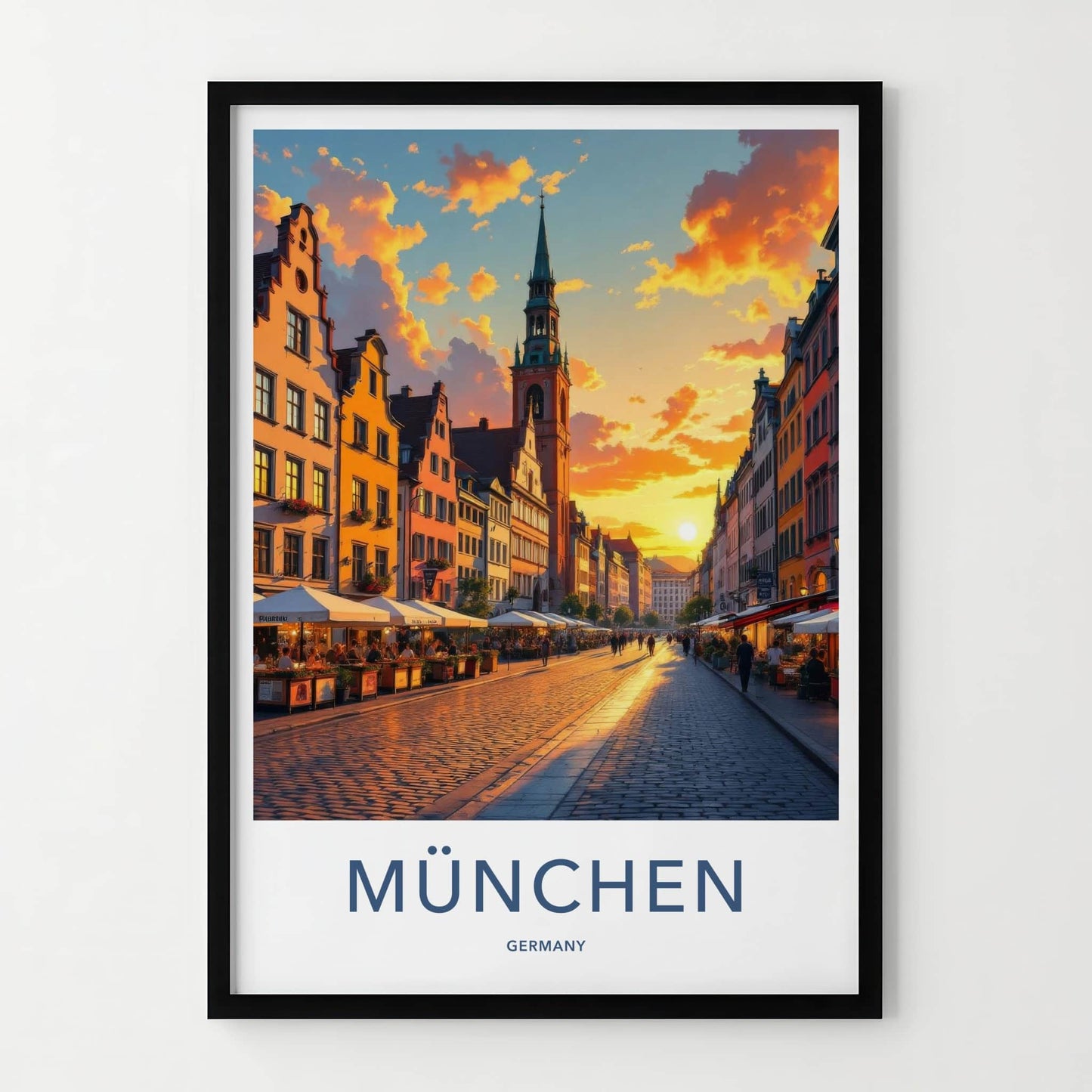 Munchen Poster - Germany Travel Art - Golden Hour City Home Decor