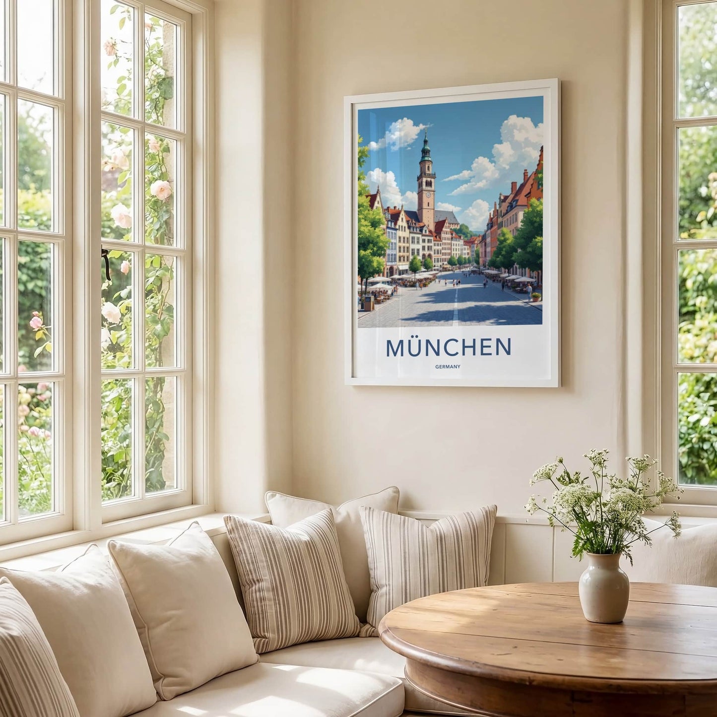 Munchen Poster - Germany Travel Art - Historic Clock Tower Home Decor