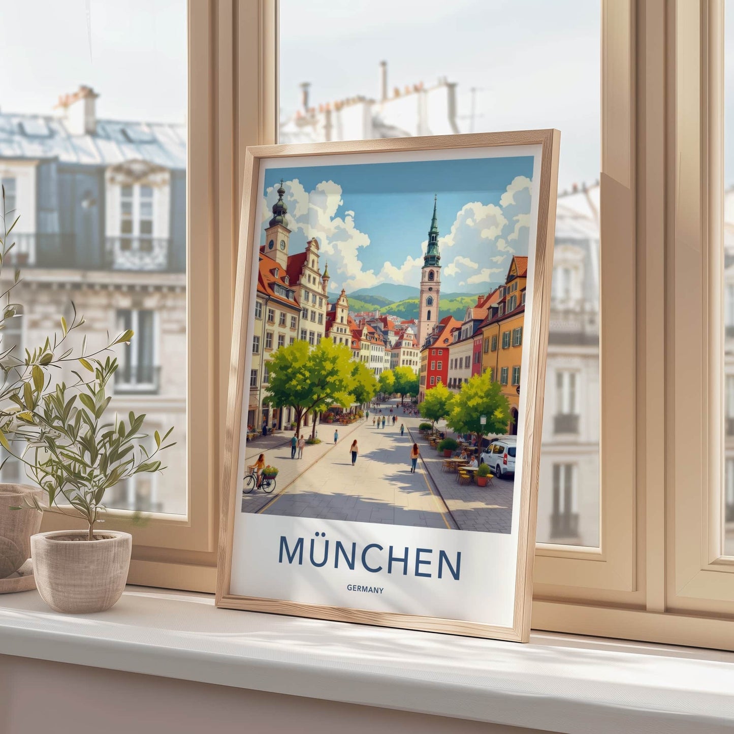 Munchen Poster - Germany Travel Art - Lively City Street Wall Decor