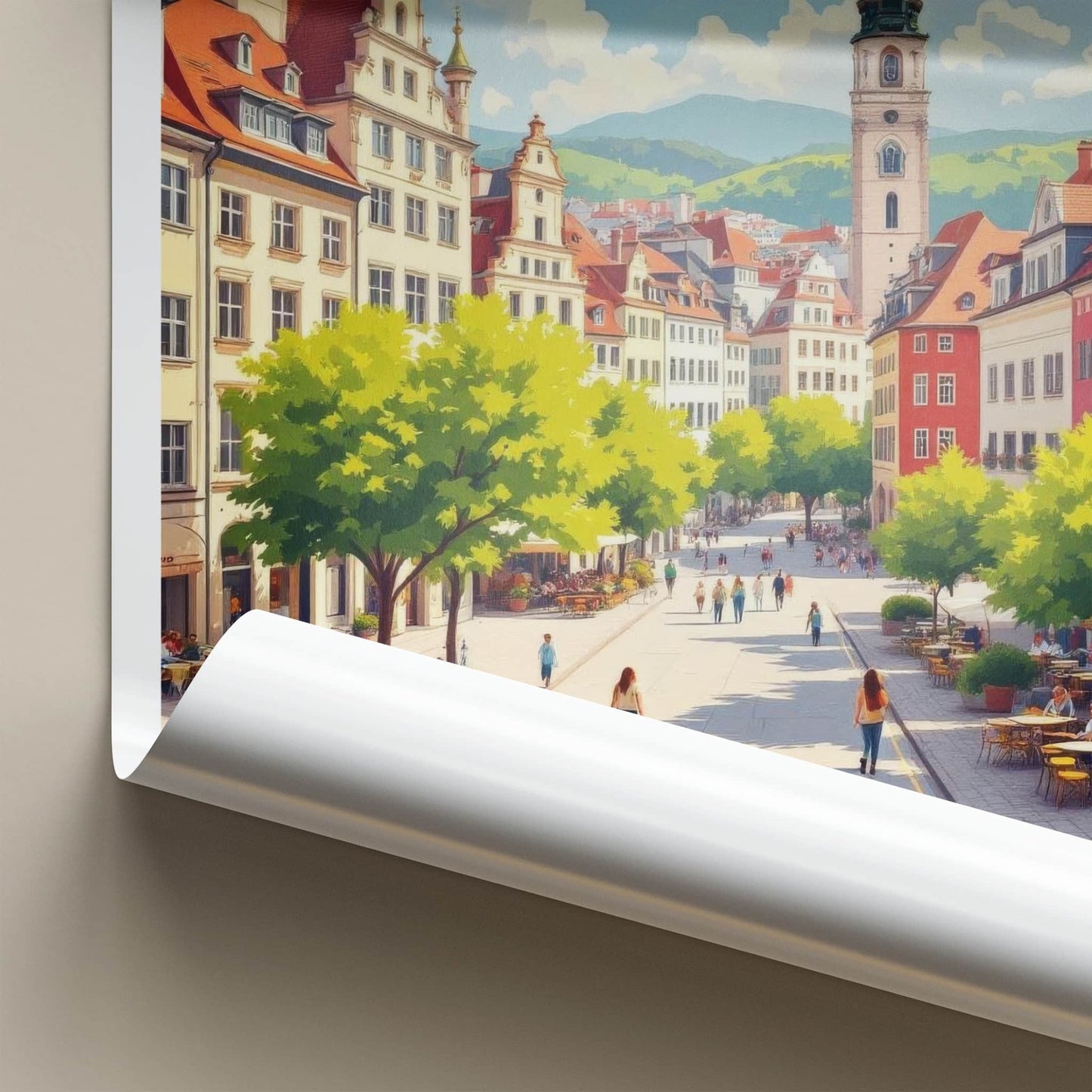 Munchen Poster - Germany Travel Art - Lively City Street Wall Decor