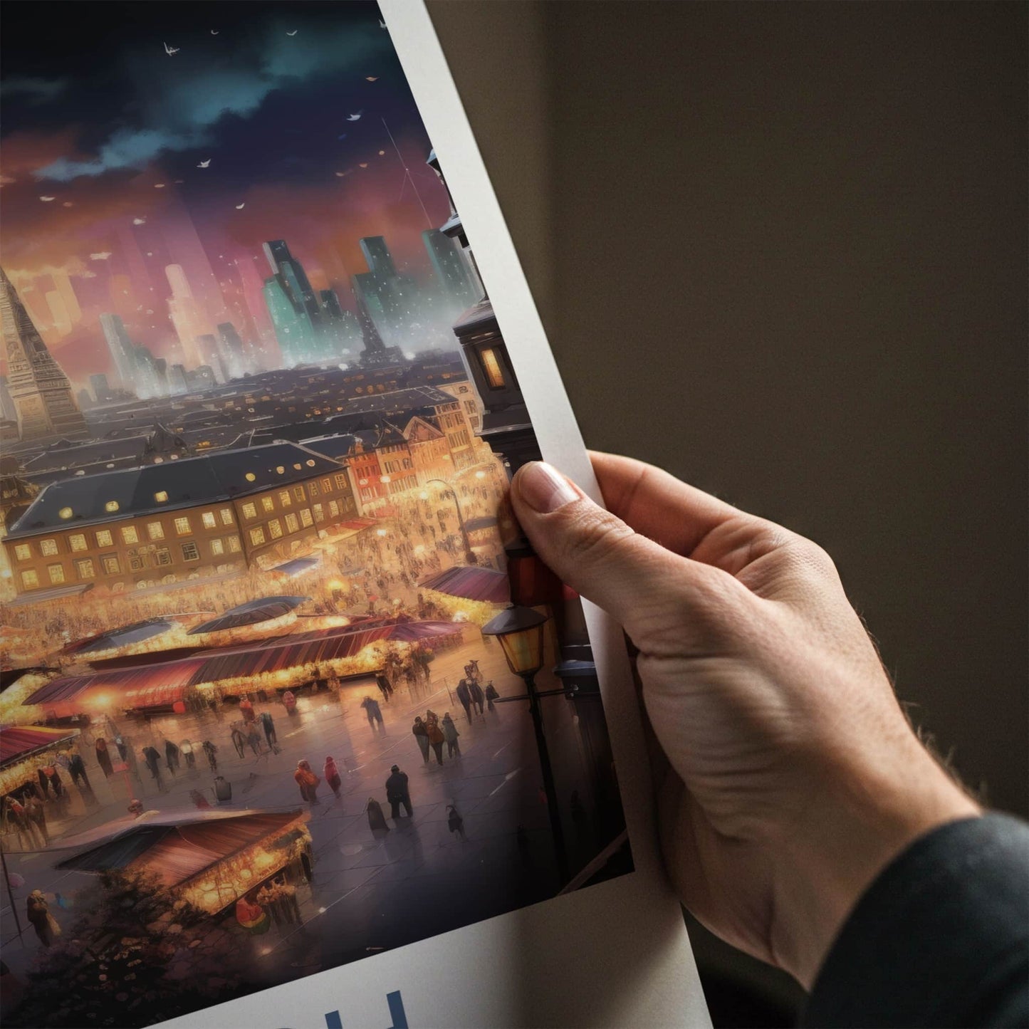 Munich Poster - Germany Art Print - Twilight Market Square Home Decor