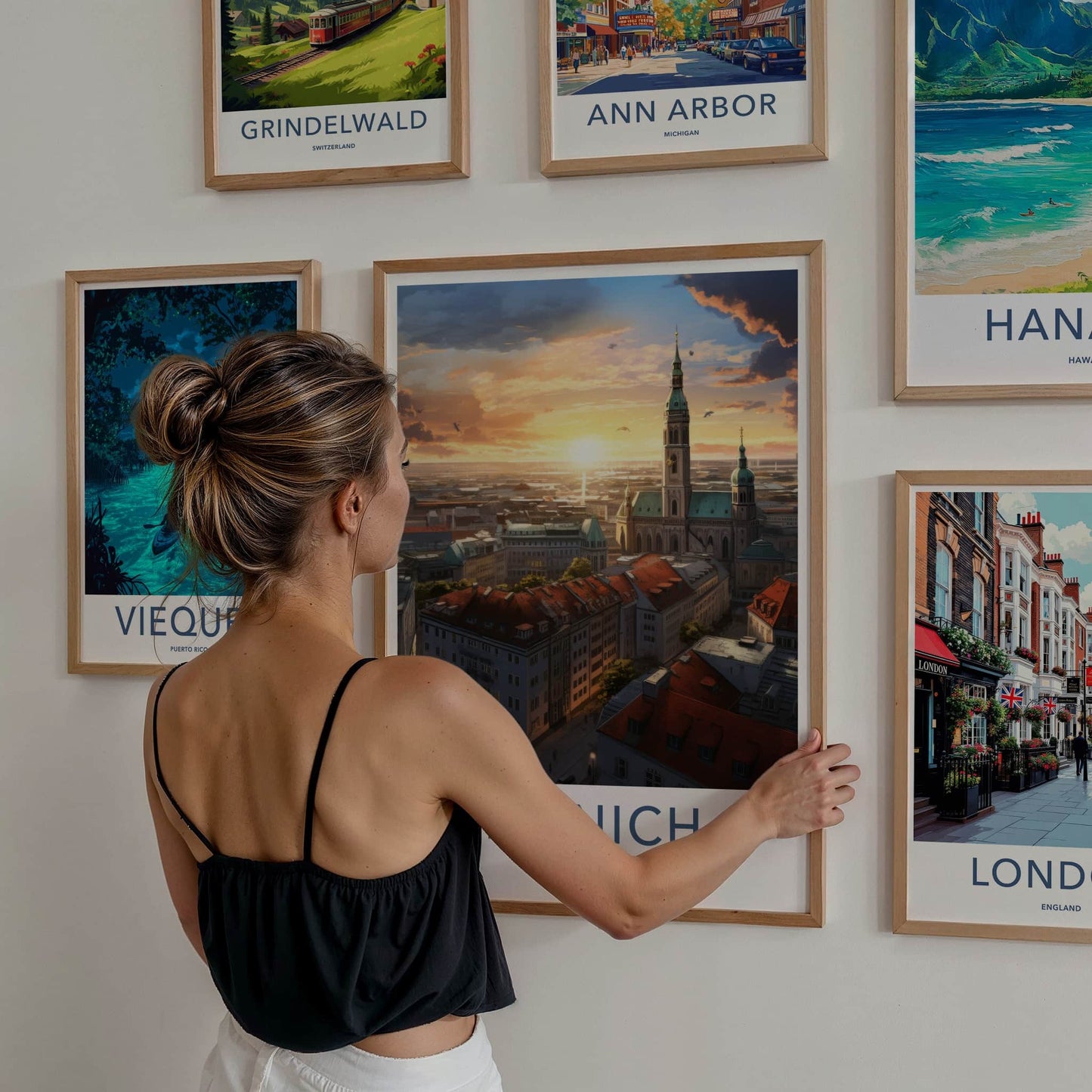 Munich Poster - Germany Travel Art - Cityscape Sunset Glow Home Decor