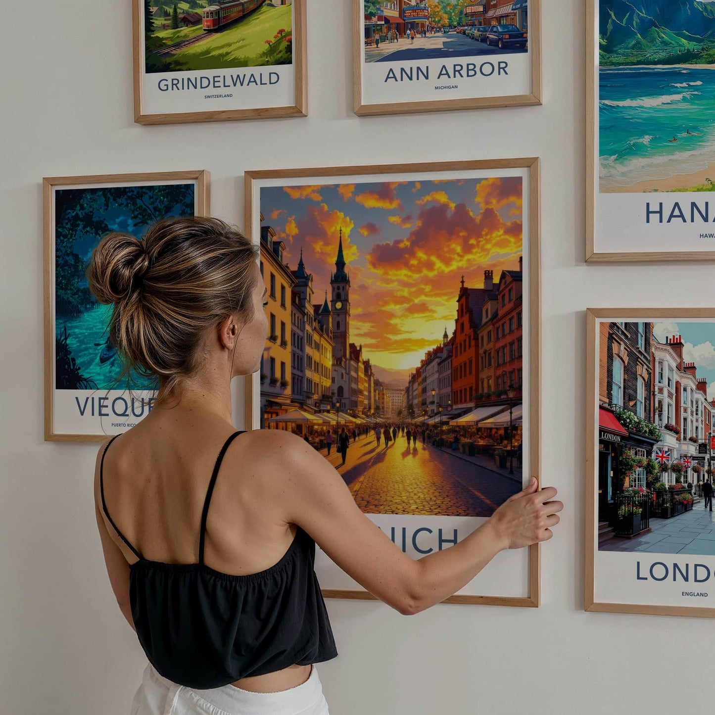 Munich Poster - Germany Travel Art - Golden Hour Cityscape Wall Decor
