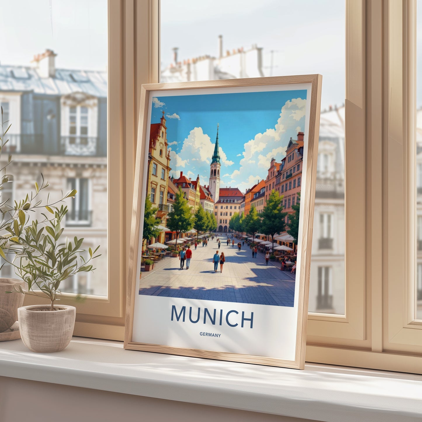 Munich Poster - Germany Travel Art - Historic Town Square Home Decor
