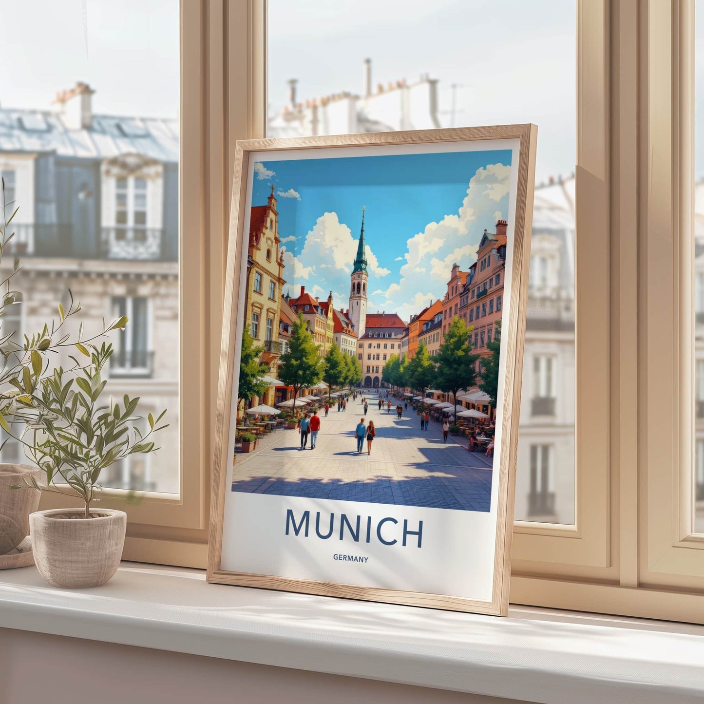 Munich Poster - Germany Travel Art - Historic Town Square Home Decor