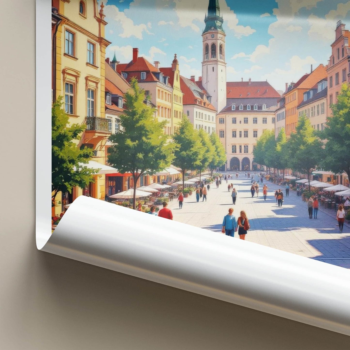 Munich Poster - Germany Travel Art - Historic Town Square Home Decor
