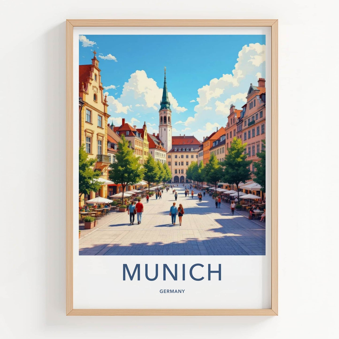 Munich Poster - Germany Travel Art - Historic Town Square Home Decor
