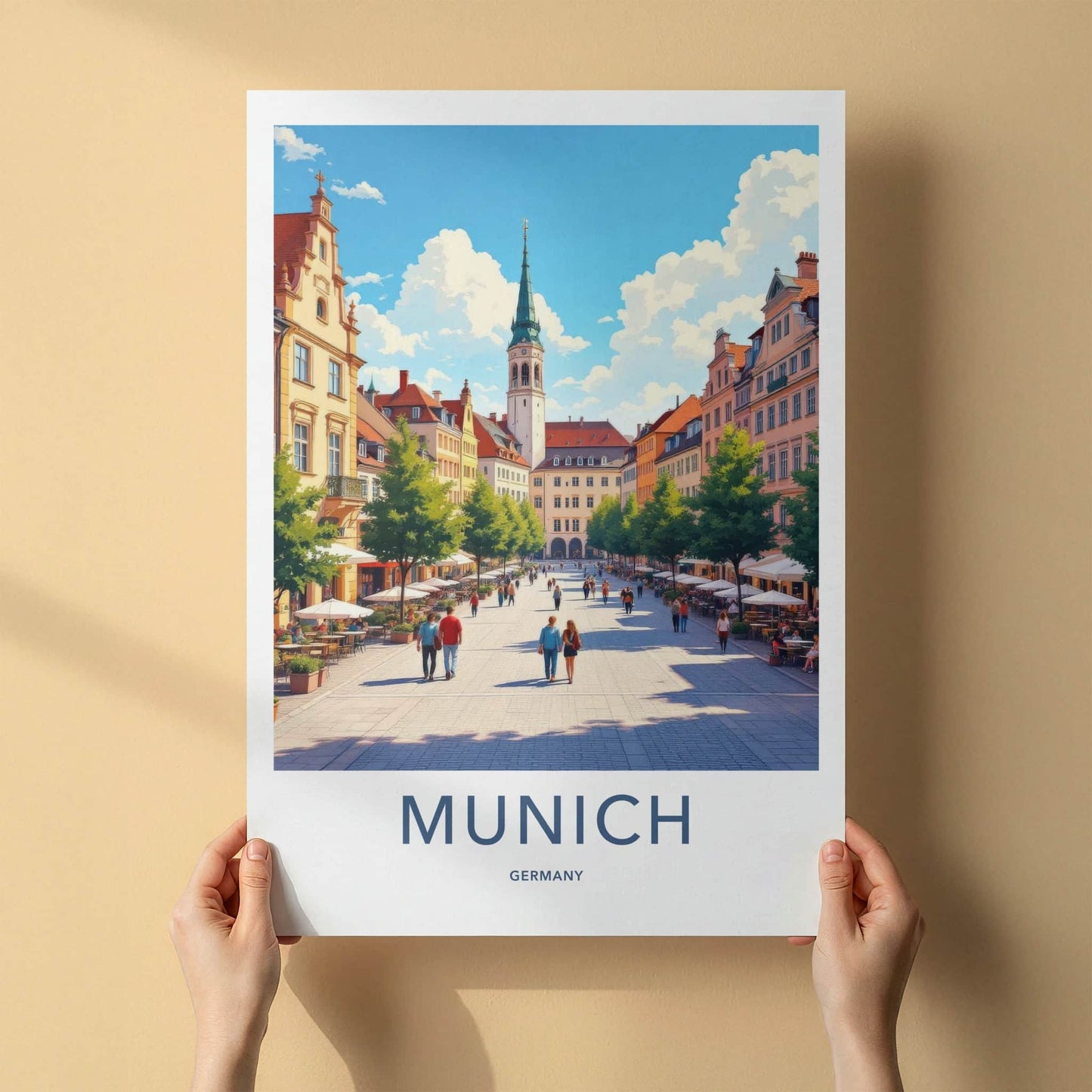Munich Poster - Germany Travel Art - Historic Town Square Home Decor