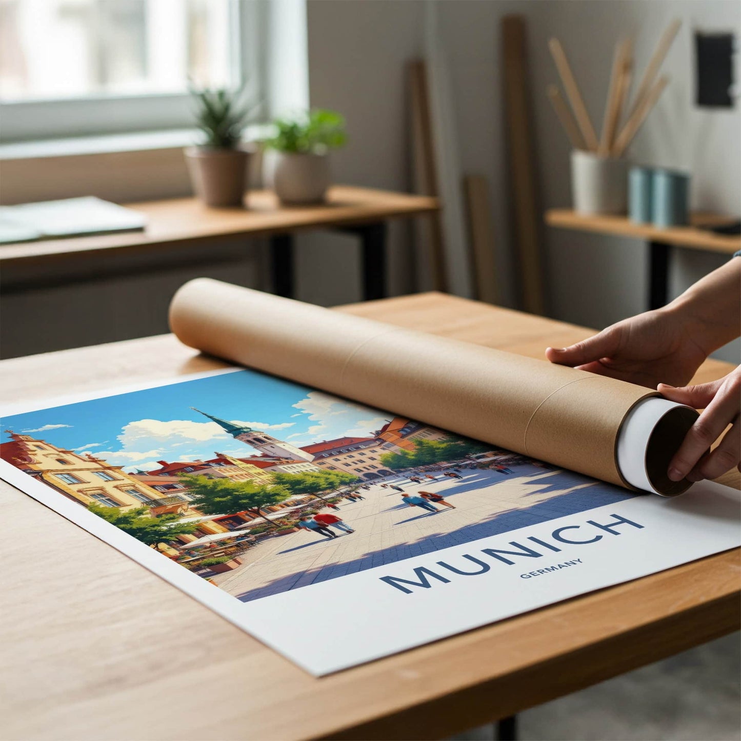Munich Poster - Germany Travel Art - Historic Town Square Home Decor