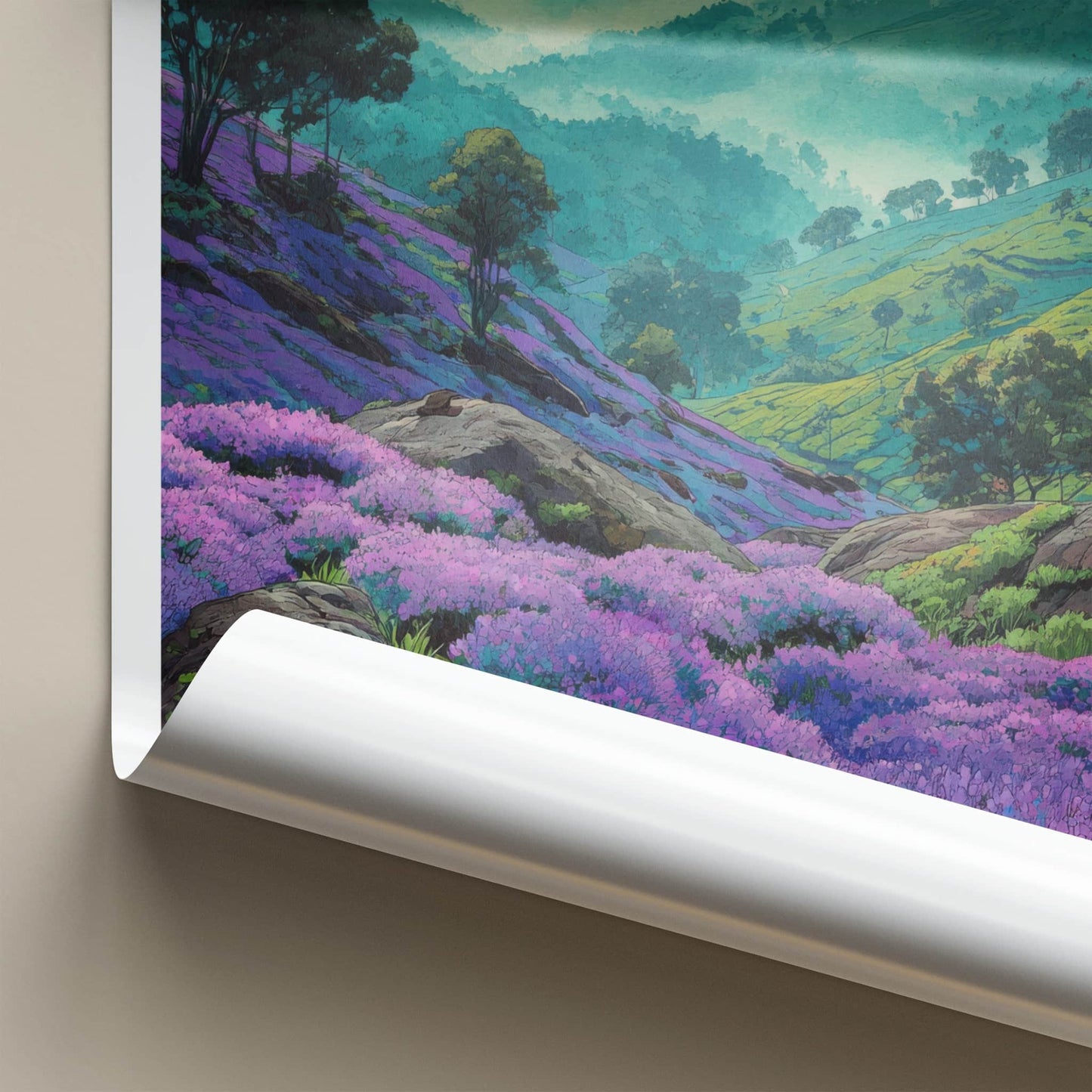 Munnar Poster India Purple Blooms Evergreen Lounge Decor