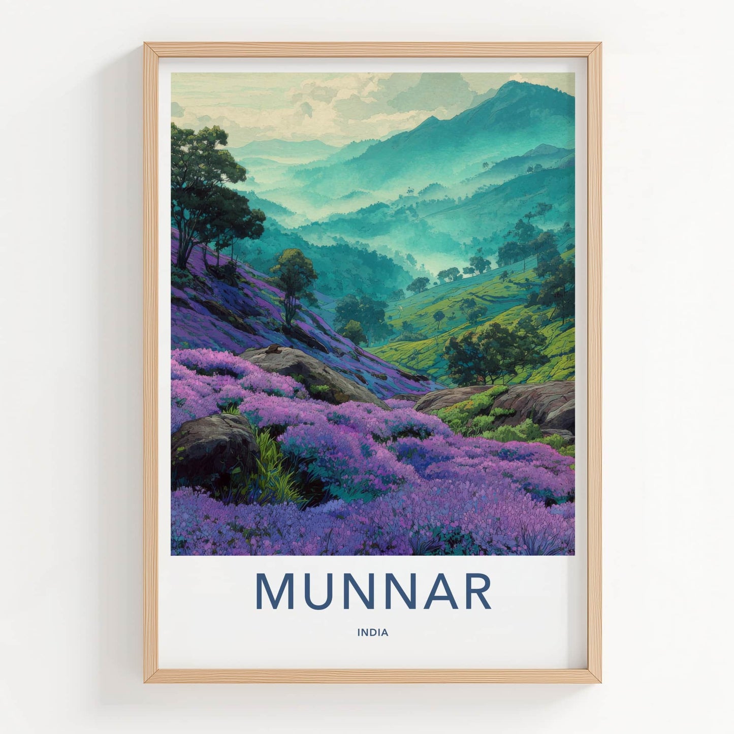 Munnar Poster India Purple Blooms Evergreen Lounge Decor