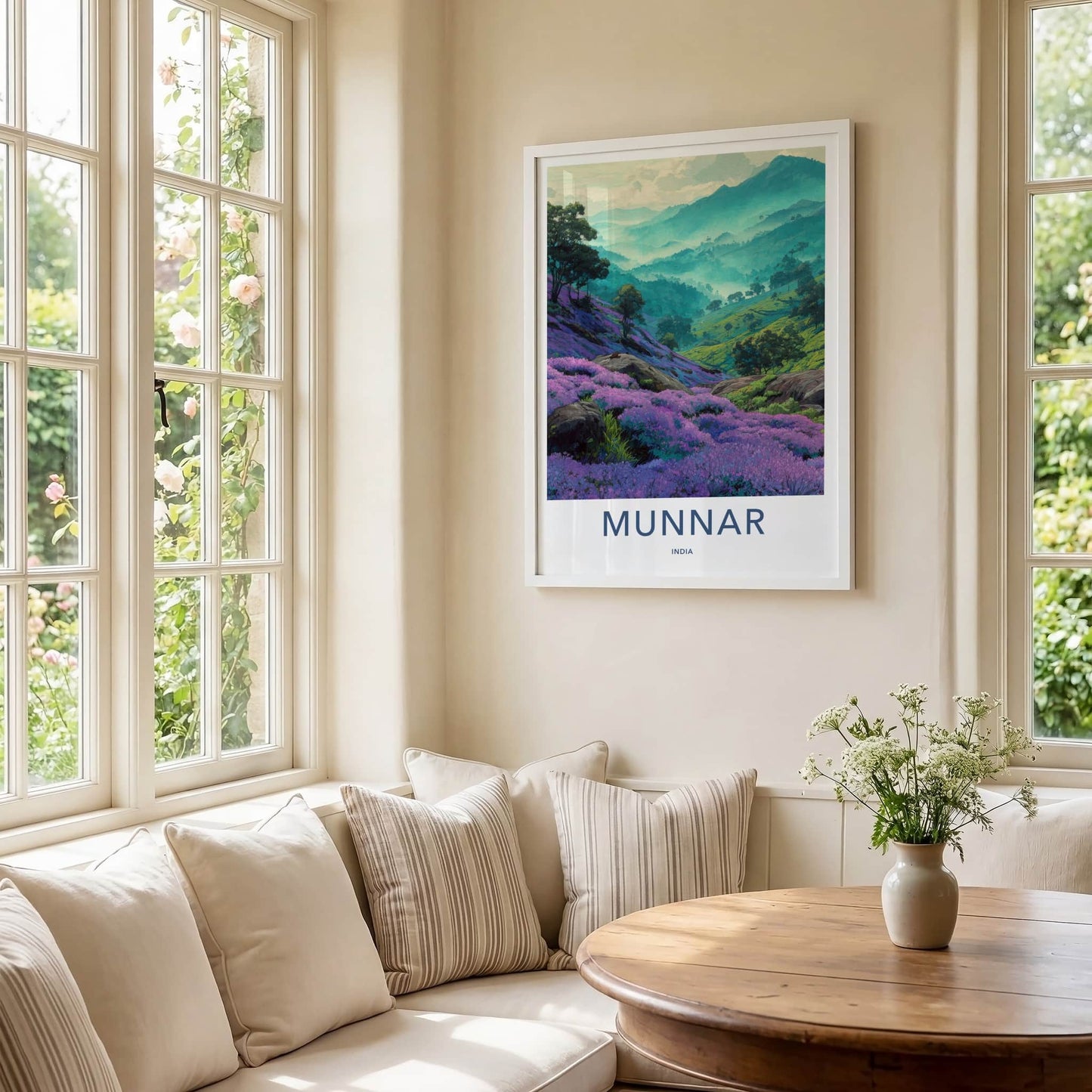 Munnar Poster India Purple Blooms Evergreen Lounge Decor