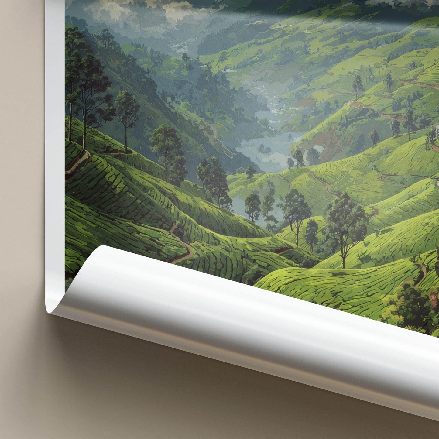 Munnar Poster - India Travel Art - Kerala Rolling Tea Hills Home Decor