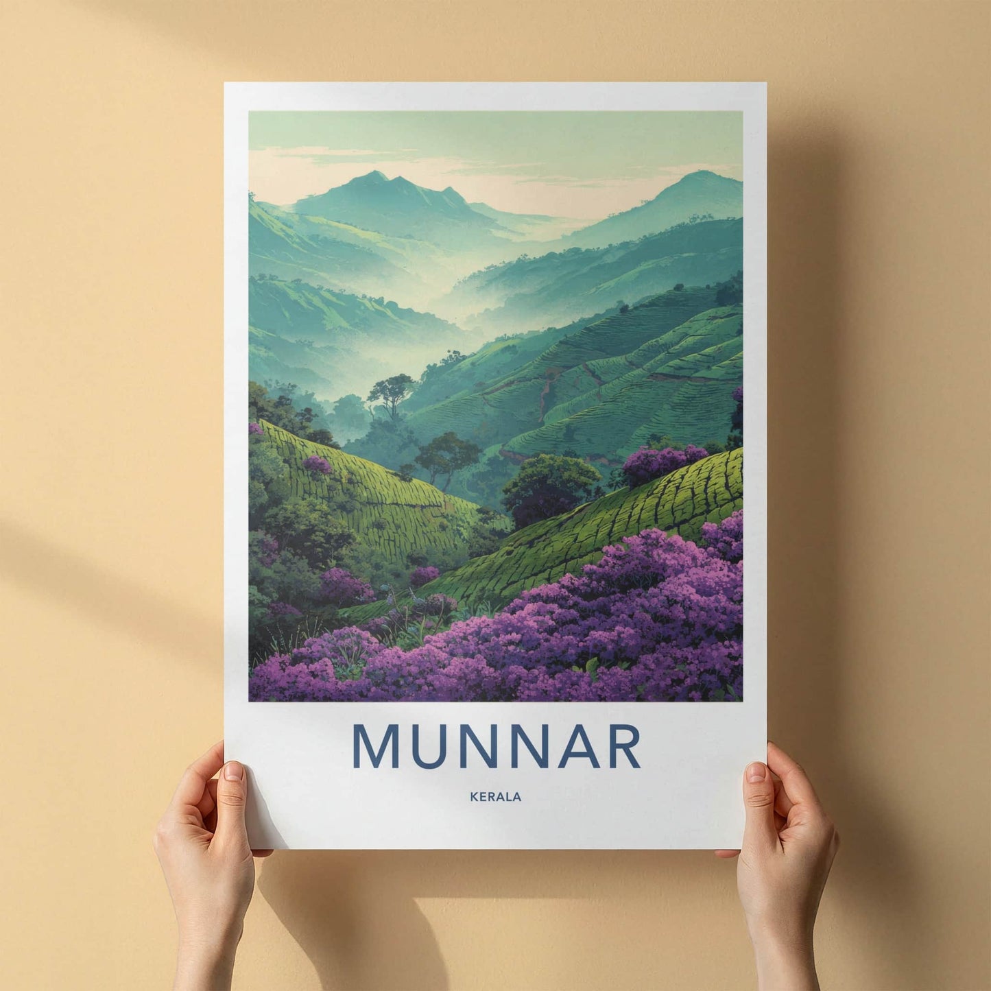 Munnar Poster - India Travel Art - Lush Kerala Hills Wall Decor