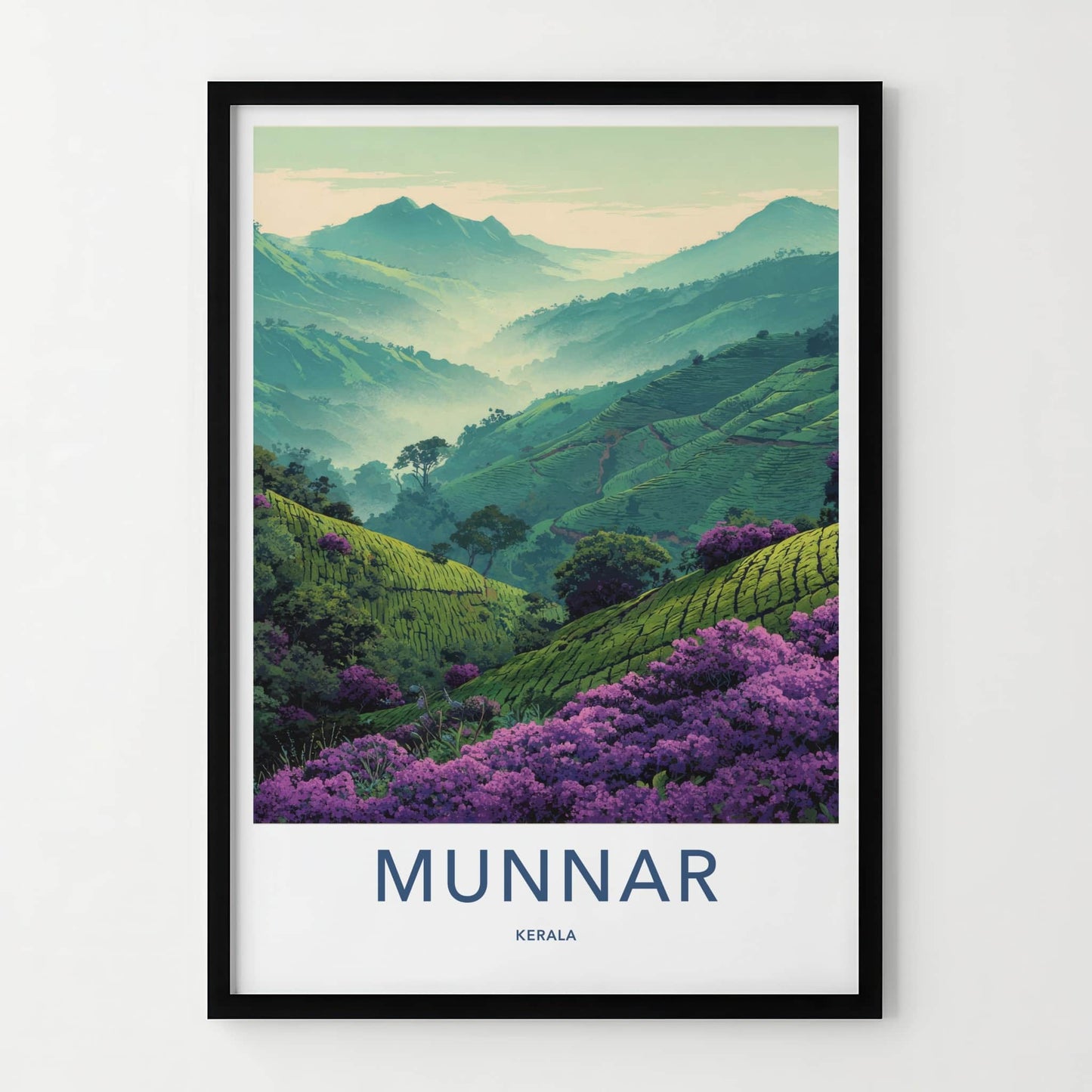 Munnar Poster - India Travel Art - Lush Kerala Hills Wall Decor