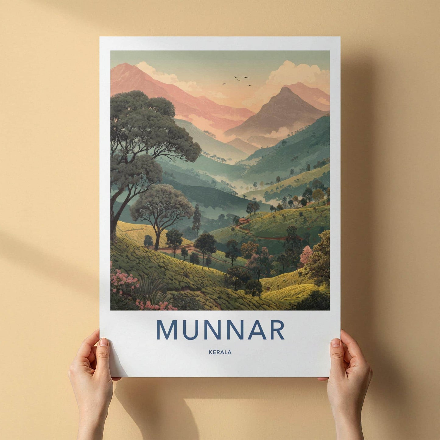 Munnar Poster - India Travel Print - Kerala Tea Hills Lounge Decor