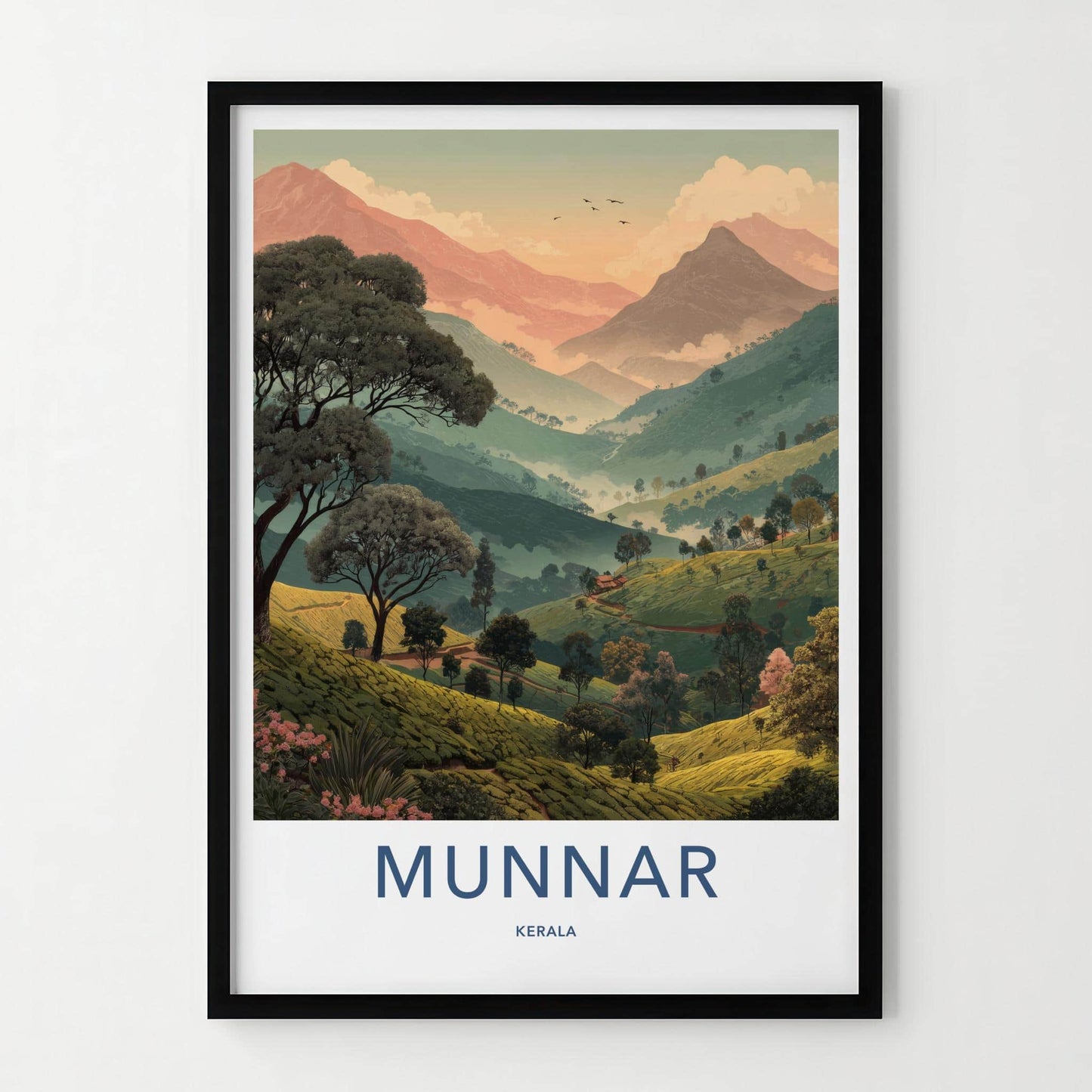 Munnar Poster - India Travel Print - Kerala Tea Hills Lounge Decor