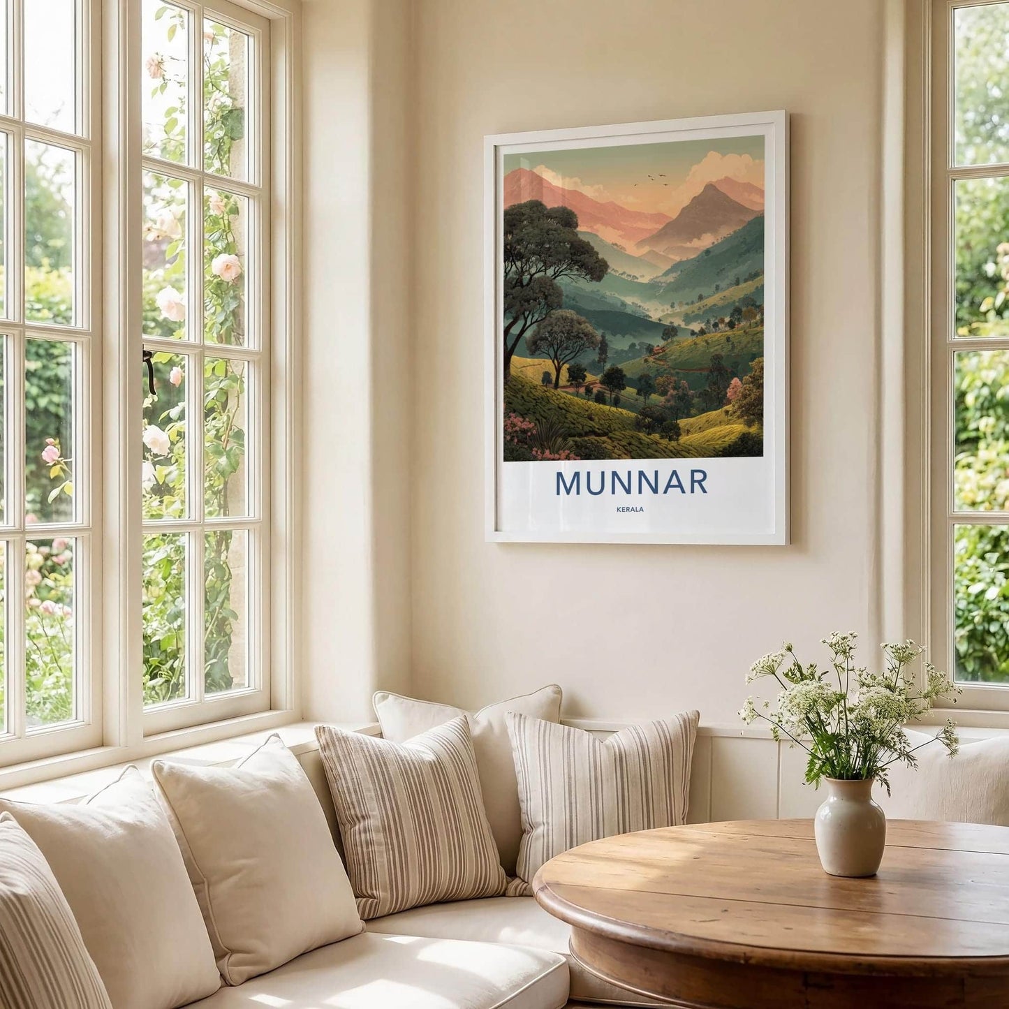 Munnar Poster - India Travel Print - Kerala Tea Hills Lounge Decor