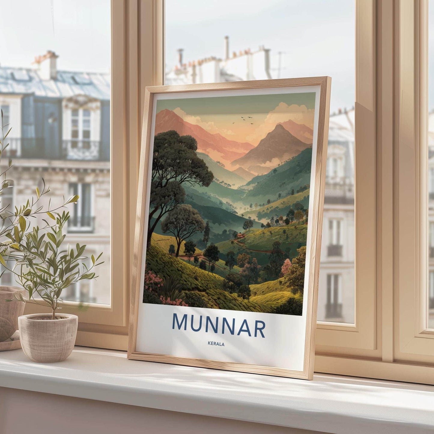 Munnar Poster - India Travel Print - Kerala Tea Hills Lounge Decor