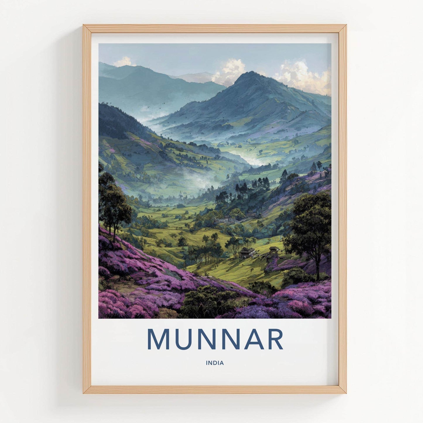 Munnar Poster - India Wall Art - Kerala Lush Green Valleys Home Decor