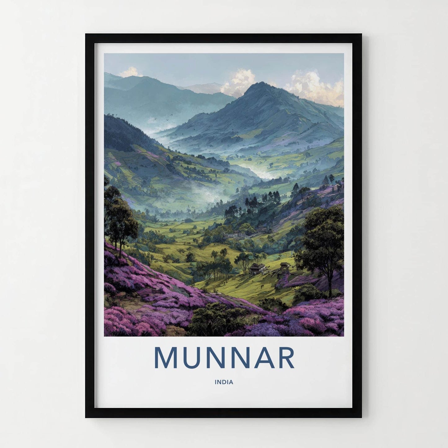 Munnar Poster - India Wall Art - Kerala Lush Green Valleys Home Decor