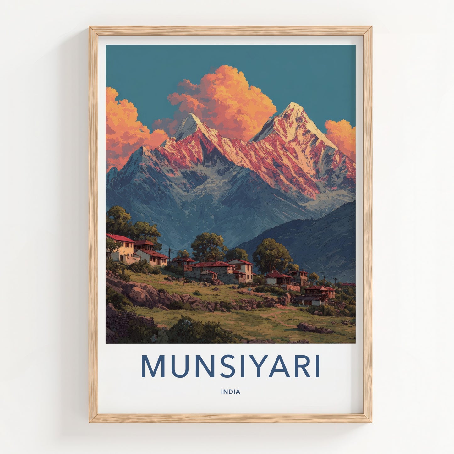Munsiyari Poster India Kumaon Valley Houses Wall Decor