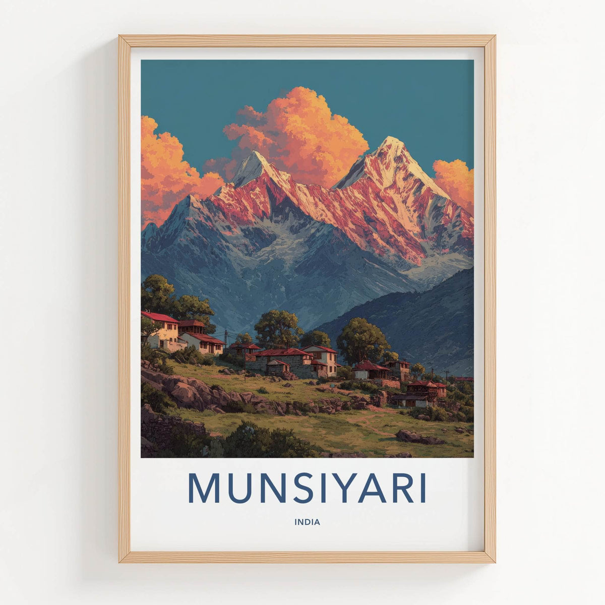 Munsiyari Poster India Kumaon Valley Houses Wall Decor