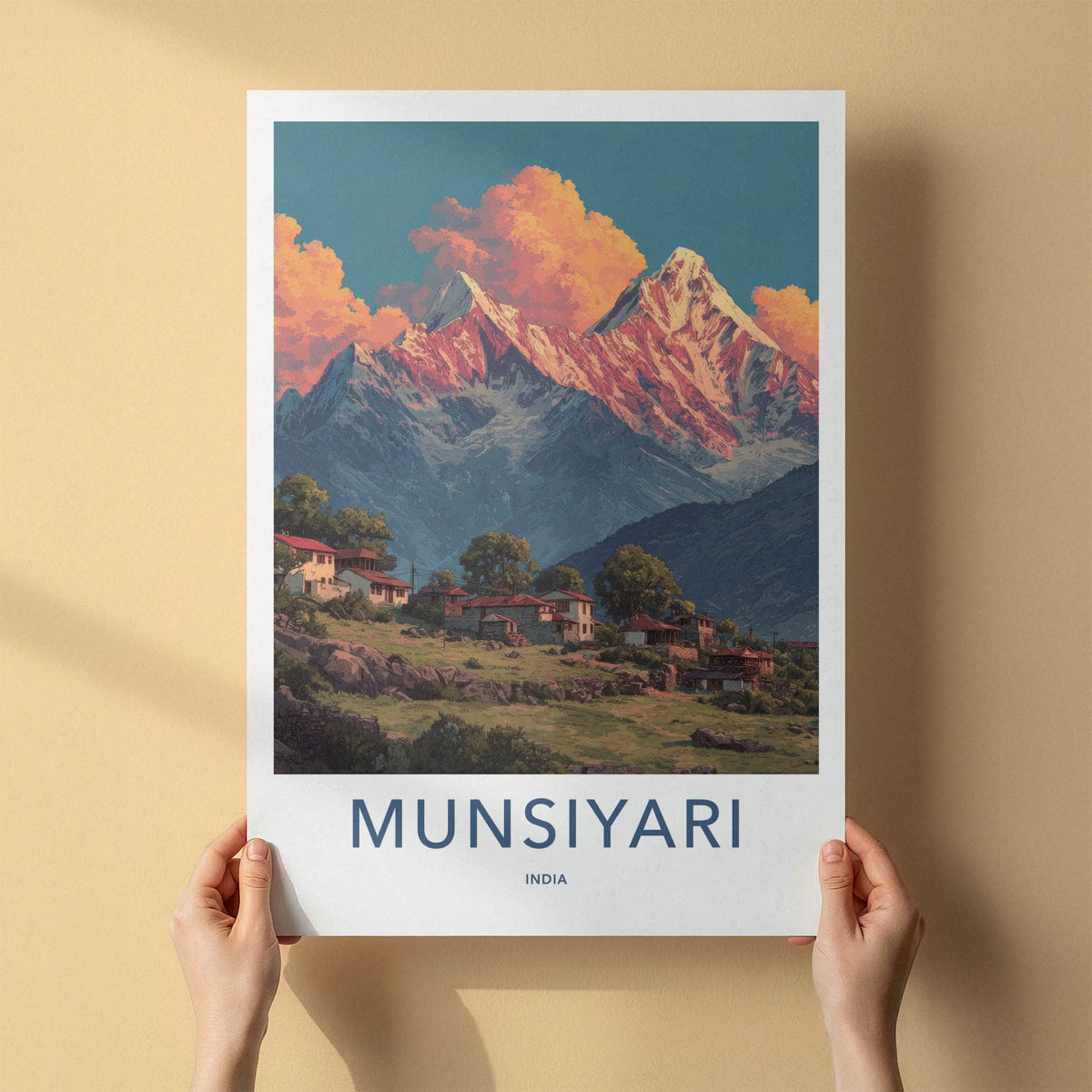 Munsiyari Poster India Kumaon Valley Houses Wall Decor